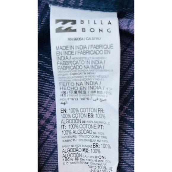 Billabong Men’s Plaid Coastline Flannel Button Down ABYWT00116 Size S - Picture 7 of 10